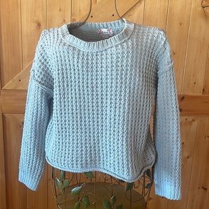 Cropped, drop shoulder, boxy, sea foam green, sweater by Pink Republic